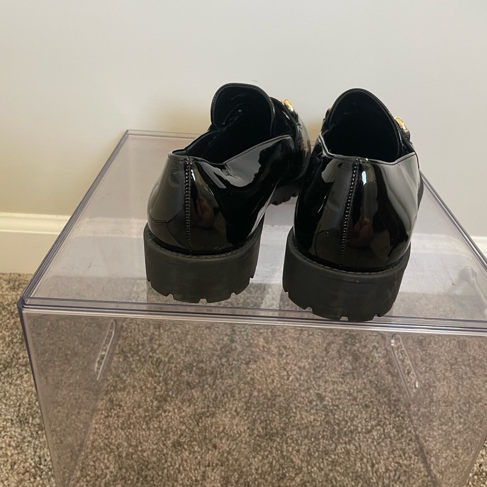 Bandolino Black Patent Loafers with Gold Buckle - Picture 5 of 6